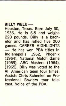 1973 PBA Bowling #NNO Billy Welu Back